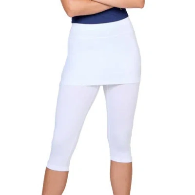 Sofibella Uv Staples Abaza 13in Womens Tennis Skirt With Capri Leggings In White