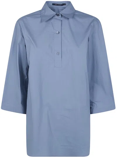 Sofie D Hoore "bait" 3/4 Sleeve Shirt With Polo Neck In Blue