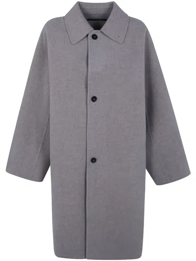 Sofie D Hoore "carmine" Long Jacket With Collar And Buttons In Gray