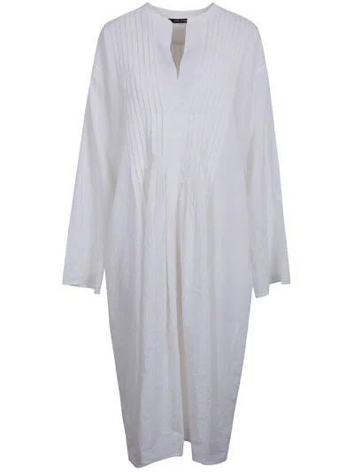 Sofie D Hoore Dong Long Sleeve Dress With Pleated Chest In White