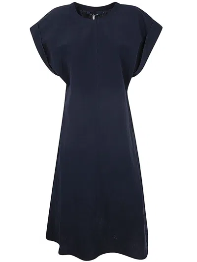 Sofie D Hoore Long Dress With Pockets And Short Sleeves Clothing In Blue