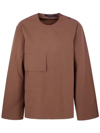 Sofie D Hoore Round Neck Pocket Shirt In Brown