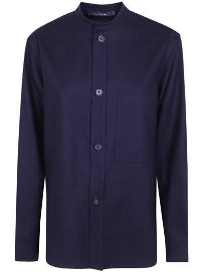 Sofie D Hoore Shirt Mandarin Collar "bela" In Blue