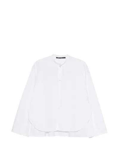 Sofie D'hoore Band-collar Curved-hem Shirt In White