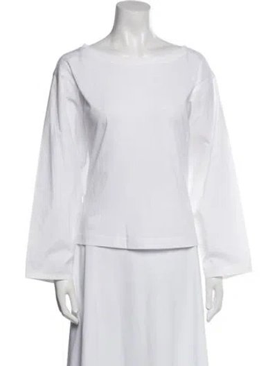 Pre-owned Sofie D'hoore Bateau Neckline Long Sleeve Blouse In White