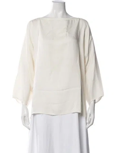 Pre-owned Sofie D'hoore Bateau Neckline Three-quarter Sleeve Blouse In Neutrals