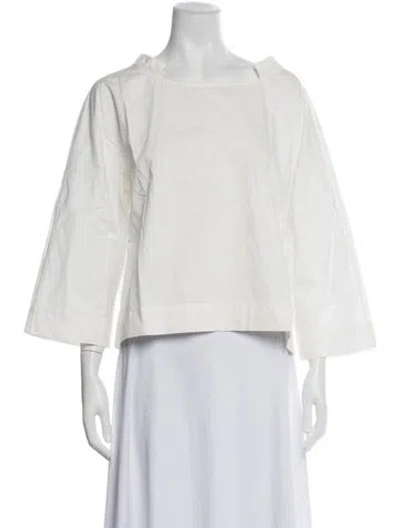 Pre-owned Sofie D'hoore Bateau Neckline Three-quarter Sleeve Top In Neutrals