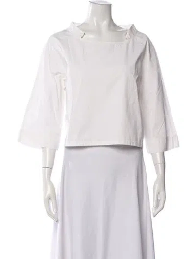 Pre-owned Sofie D'hoore Bateau Neckline Three-quarter Sleeve Top In White