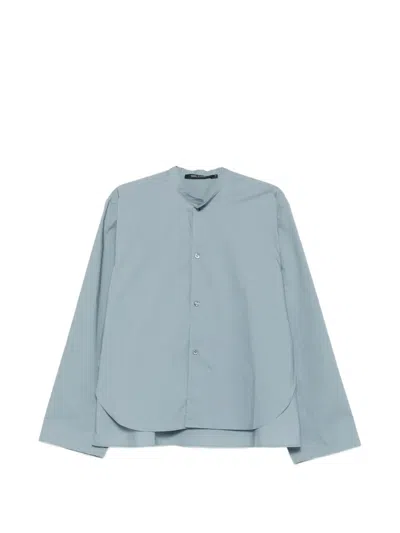 Sofie D'hoore Bayu Band-collar Curved-hem Shirt In Blue