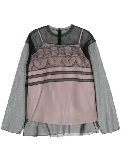 Sofie D'hoore Boise Embroidered-motif Tulle Blouse In Black