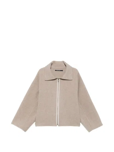 Sofie D'hoore Calipso High-neck Zip-up Oversized Jacket In Neutral
