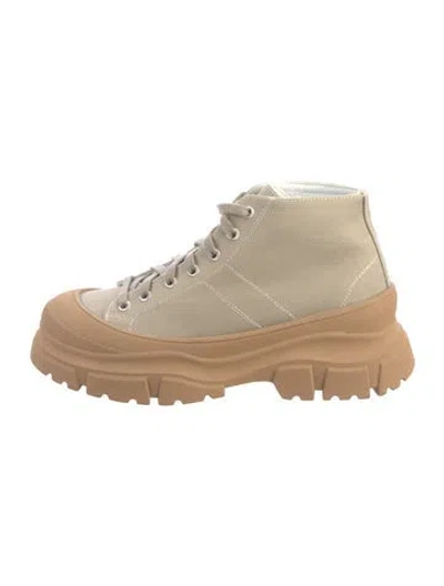 Pre-owned Sofie D'hoore Canvas Combat Boots In Neutrals