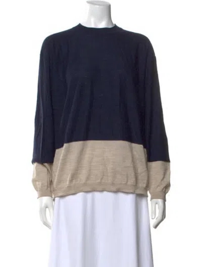 Pre-owned Sofie D'hoore Colorblock Pattern Crew Neck Sweater In Blue