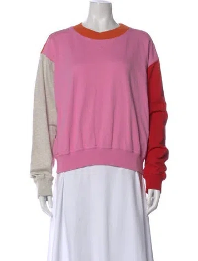 Pre-owned Sofie D'hoore Colorblock Pattern Crew Neck Sweatshirt In Pink
