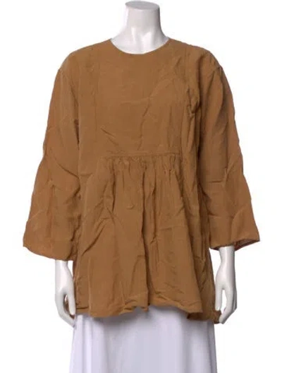 Pre-owned Sofie D'hoore Crew Neck Three-quarter Sleeve Top In Brown