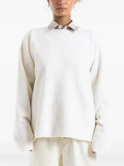 Sofie D'hoore Crew-neck Drop-shoulder Wool Sweater In White