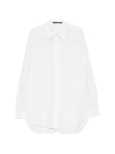 Sofie D'hoore Curved-hem Long-sleeve Shirt In White