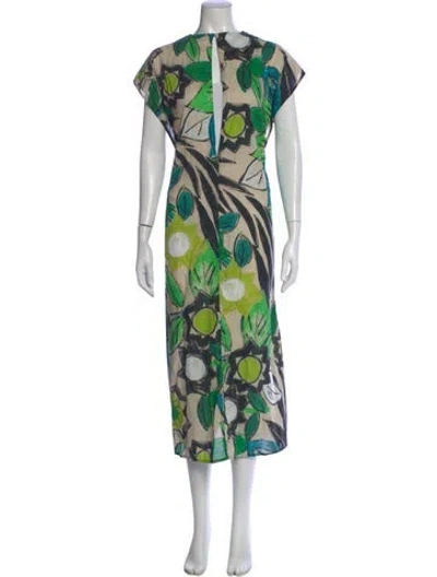 Pre-owned Sofie D'hoore Floral Print Midi Length Dress In Green