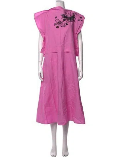 Pre-owned Sofie D'hoore Graphic Print Long Dress In Pink