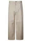 Sofie D'hoore Hammered Cotton Trousers With Straight-leg Silhouette In Neutral