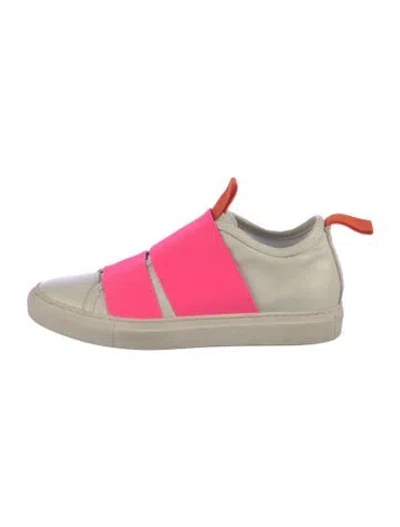 Pre-owned Sofie D'hoore Leather Colorblock Pattern Sneakers In Neutral