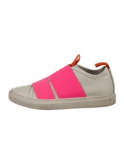 Pre-owned Sofie D'hoore Leather Colorblock Pattern Sneakers In Neutrals