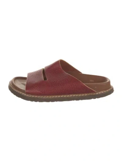 Pre-owned Sofie D'hoore Leather Cutout Accent Slides In Burgundy