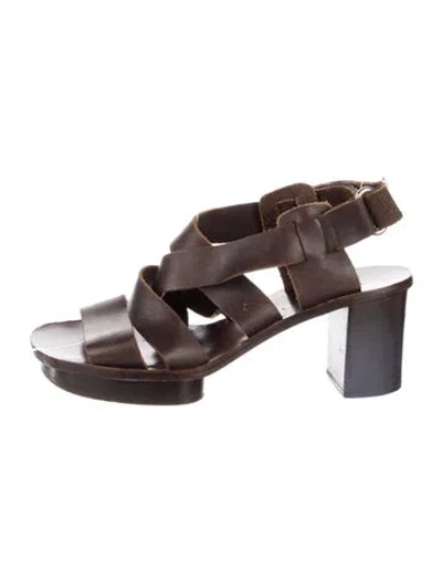 Pre-owned Sofie D'hoore Leather Gladiator Sandals In Brown