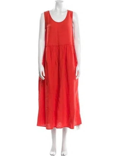 Pre-owned Sofie D'hoore Linen Long Dress In Orange