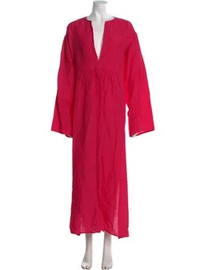 Pre-owned Sofie D'hoore Linen Long Dress In Pink