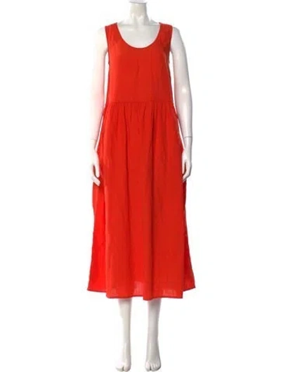 Pre-owned Sofie D'hoore Linen Long Dress In Red