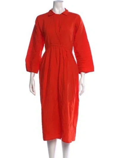 Pre-owned Sofie D'hoore Linen Midi Length Dress In Orange