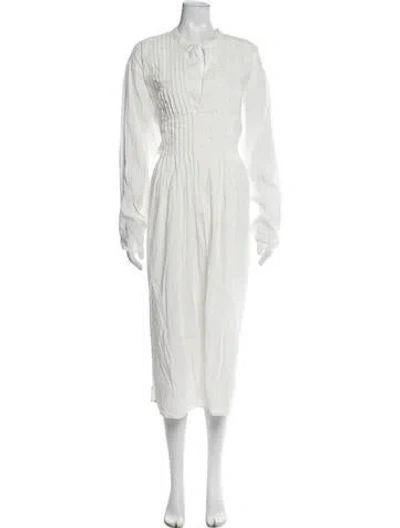 Pre-owned Sofie D'hoore Linen Midi Length Dress In White