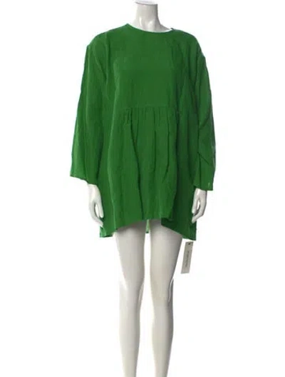 Pre-owned Sofie D'hoore Linen Mini Dress In Green