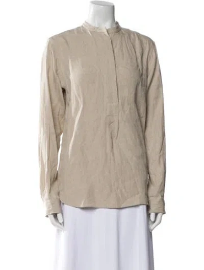 Pre-owned Sofie D'hoore Linen Mock Neck Blouse In Neutral