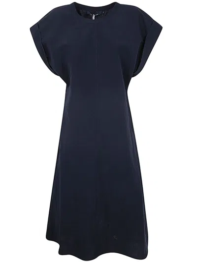 Sofie D'hoore Long Dress With Pockets And Short Sleeves In Blue