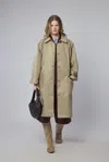 Sofie D'hoore Long Raglan Sleeve Coat Front Patch Pockets In Neutral