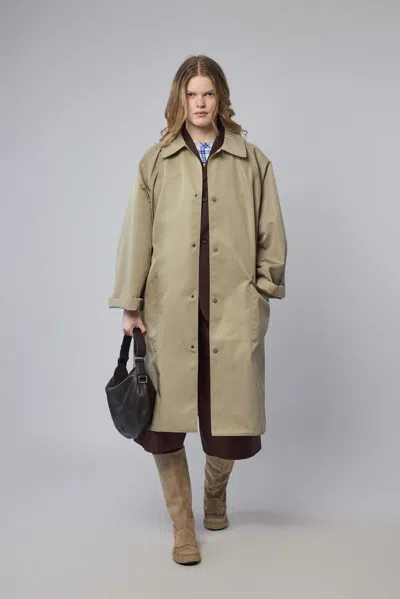 Sofie D'hoore Long Raglan Sleeve Coat Front Patch Pockets In Neutral