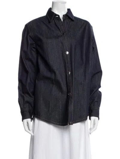 Pre-owned Sofie D'hoore Long Sleeve Button-up Top In Blue