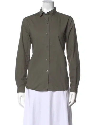 Pre-owned Sofie D'hoore Long Sleeve Button-up Top In Green