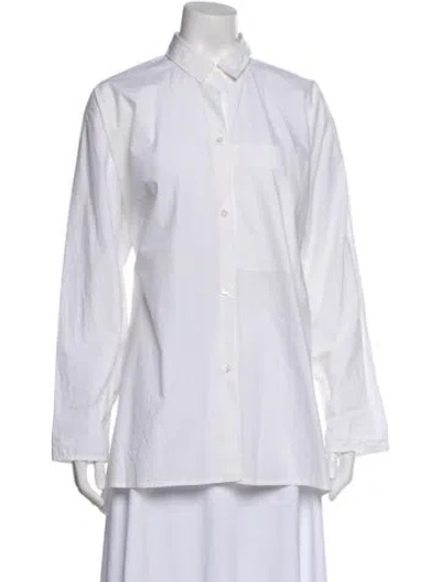 Pre-owned Sofie D'hoore Long Sleeve Button-up Top In White