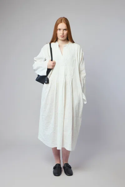 Sofie D'hoore Long Sleeve Dress With Pleated Chest In White