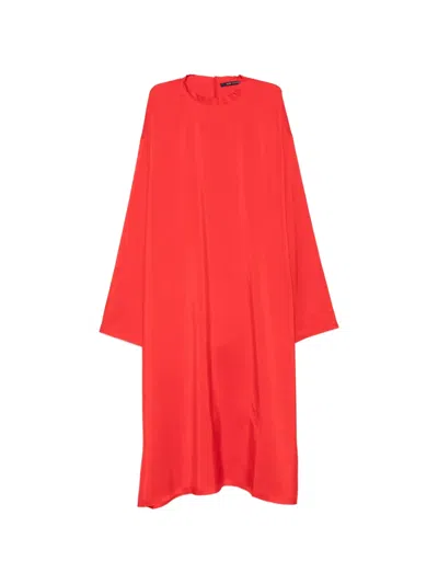 Sofie D'hoore Long-sleeve Shift Midi Dress In Red