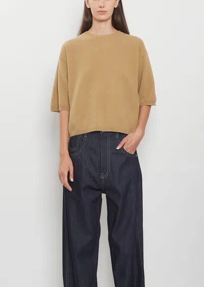 Sofie D'hoore Melody 1-ply Superfine Wool Short Sleeve Sweater In Camel