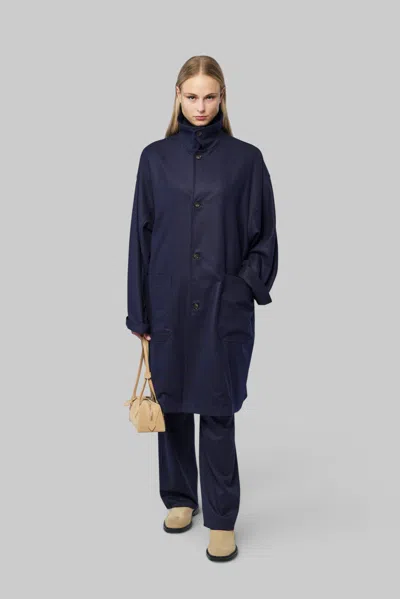 Sofie D'hoore Mid Length Coat With 2 Patchpockets In Blue
