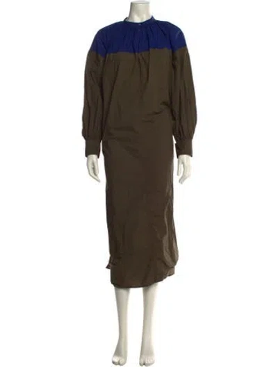 Pre-owned Sofie D'hoore Mock Neck Long Dress In Green