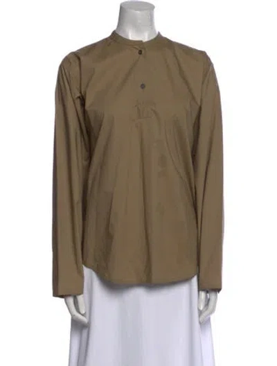Pre-owned Sofie D'hoore Mock Neck Long Sleeve Button-up Top In Brown