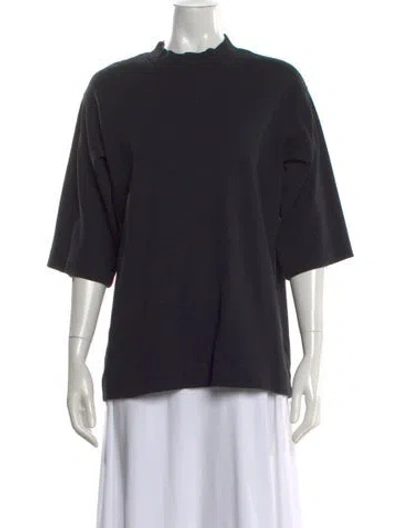 Pre-owned Sofie D'hoore Mock Neck Short Sleeve Top In Blue