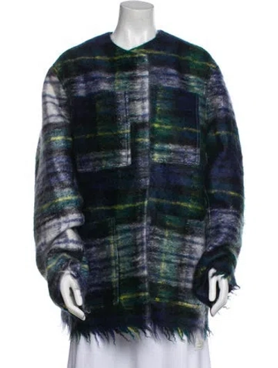 Pre-owned Sofie D'hoore Mohair Plaid Print Coat In Blue