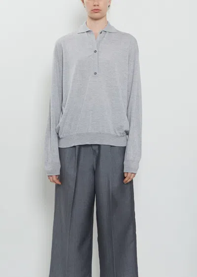 Sofie D'hoore Morse Wool Polo Sweater In Silver